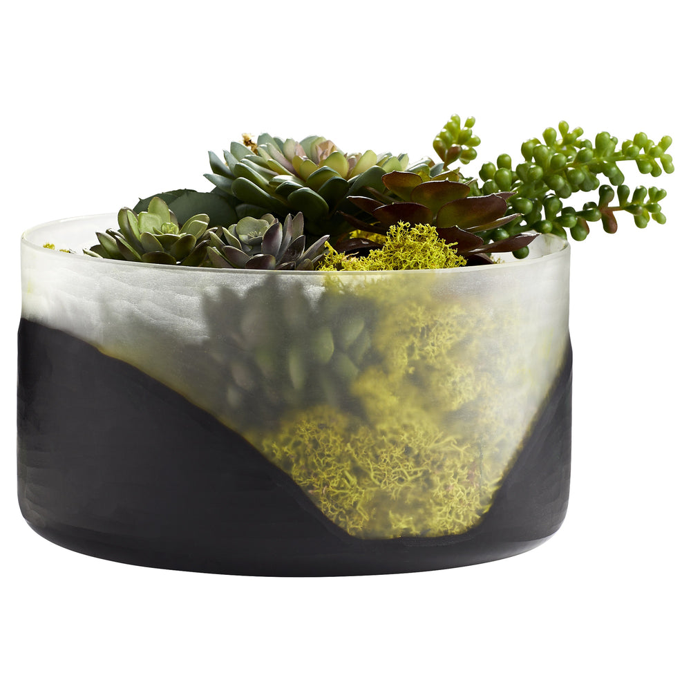 Flat Ominous Frost Vase in Clear and Black