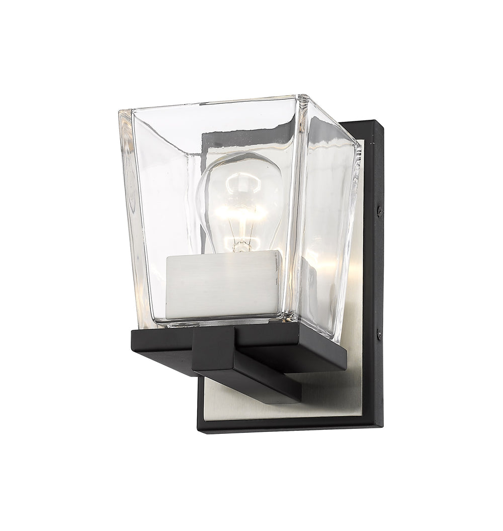 Bleeker Street 1 Light Wall Sconce in Matte Black + Brushed Nickel Finish