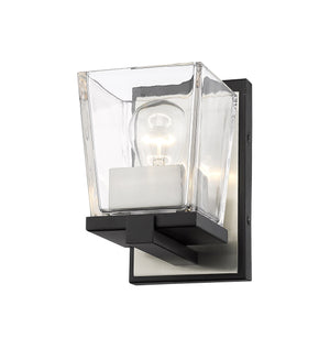 Bleeker Street 1 Light Wall Sconce in Matte Black + Brushed Nickel Finish