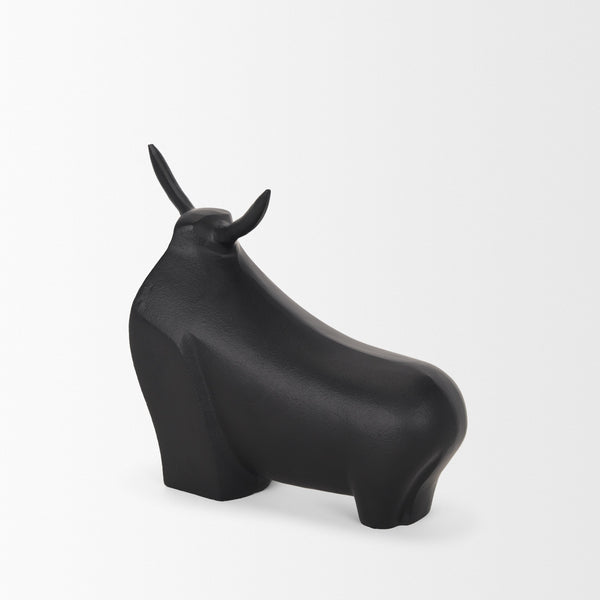 Radu Large Matte Black Metal Bull Decorative Object