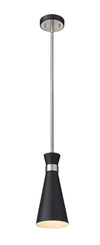 Soriano 1 Light Mini Pendant in Matte Black + Brushed Nickel Finish