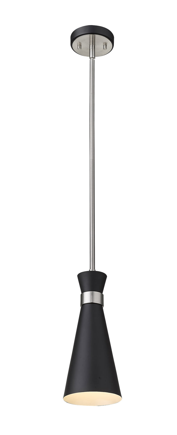 Soriano 1 Light Mini Pendant in Matte Black + Brushed Nickel Finish