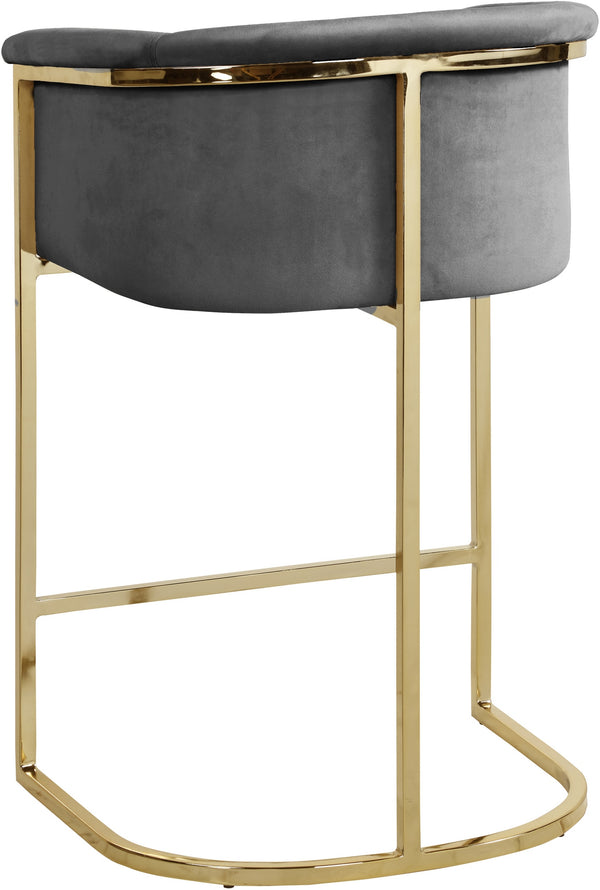 David Stool In Grey Velvet