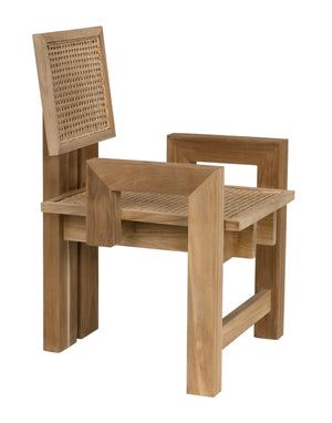 Fatima Teak and Caning Chair with Clear Coat Flat Finish