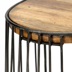 Seagram 30.5" Seat Height Brown Seat Black Metal Frame Stool