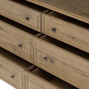 Maggie 6 Drawer Dresser - Aged Smoked Oak Resawn