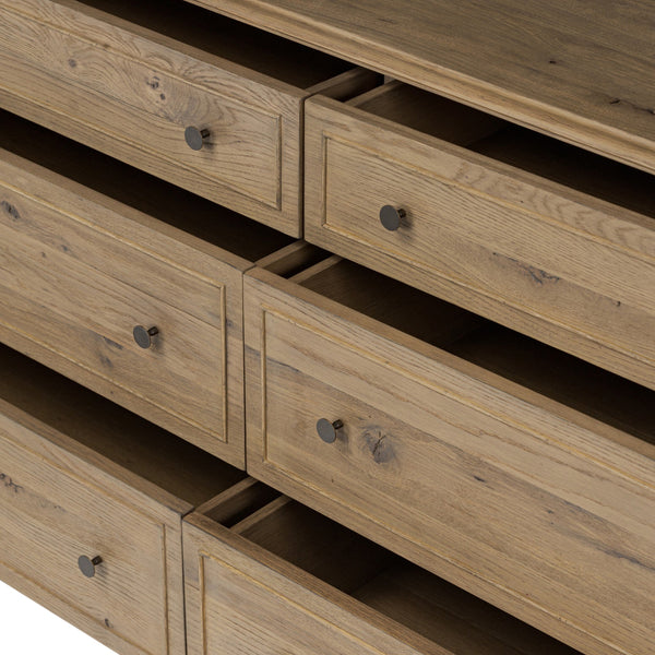 Maggie 6 Drawer Dresser - Aged Smoked Oak Resawn
