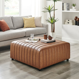 Harland Faux Leather Square Coffee Table/Ottoman, Vintage Cider