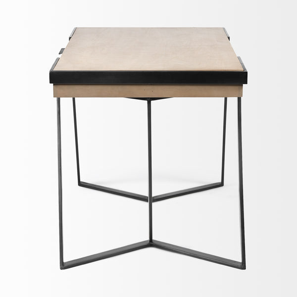 Steinbeck 61L x 28.75W x 30H Light Brown Wooden Iron Frame Office Desk