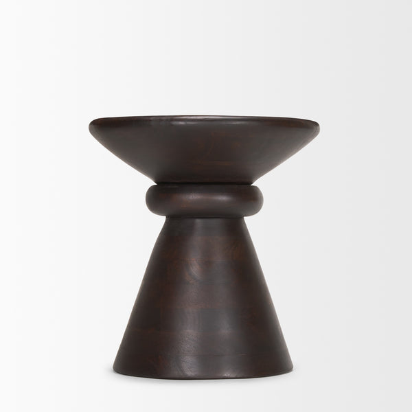 Palmera Dark Brown Wood Pedestal Accent Table