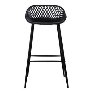 Piazza Outdoor Barstool Set, Black, Wicker Back