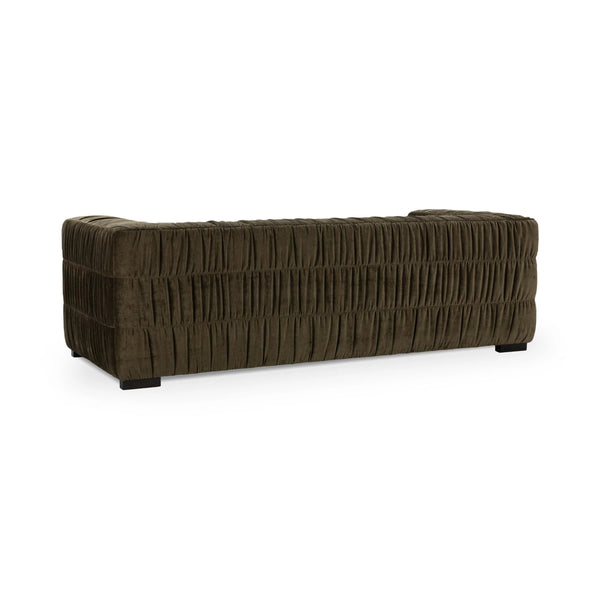 Afeela Upholstered Sofa in Fern Green with Ruched Upholstery