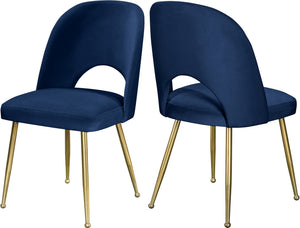 Ramon Dining Chair In Navy Velvet