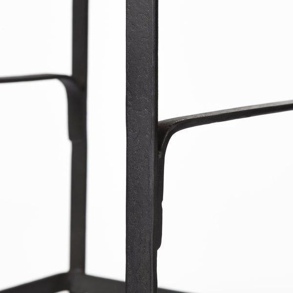 Conan 25" Seat Height Brown Wood Seat Black Metal Frame Counter Stool