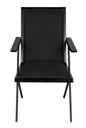 Henderson Sungkai/Mindi and Industrial Steel Chair in Charcoal Black with Black Cotton Fabric