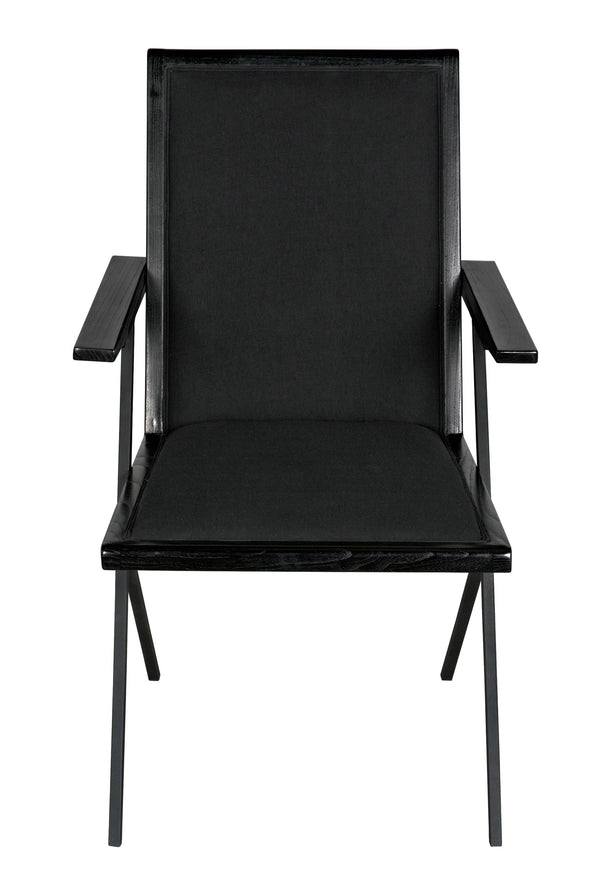 Henderson Sungkai/Mindi and Industrial Steel Chair in Charcoal Black with Black Cotton Fabric
