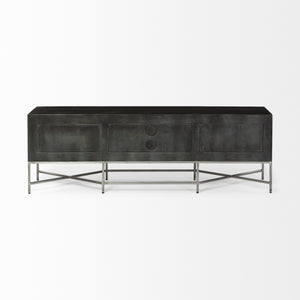 Hogarth I Dark Brown Solid Wood TV Stand Media Console with Storage, TV up to 81"
