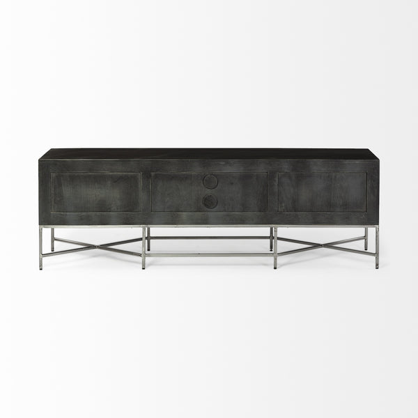 Hogarth I Dark Brown Solid Wood TV Stand Media Console with Storage, TV up to 81"