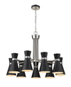 Soriano 9 Light Chandelier in Matte Black + Brushed Nickel Finish