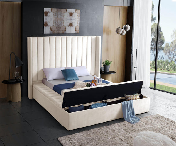 Joanne King Bed In Cream Velvet
