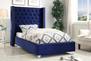 Isabel Twin Bed In Navy Velvet