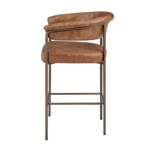Kaiden KD Faux Leather Counter Stool, Antique Cigar Brown 