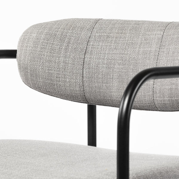 Parker Gray Fabric Seat Black Metal Dining Chair