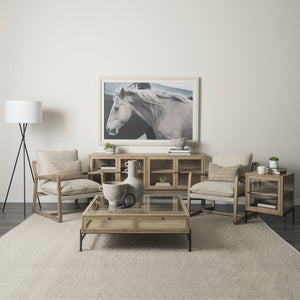 Arelius 20L x 18W x 26H Light Brown Wood W/ Black Metal Frame End/Side Table