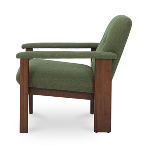 Parker Lounge Chair Green with Wood Frame