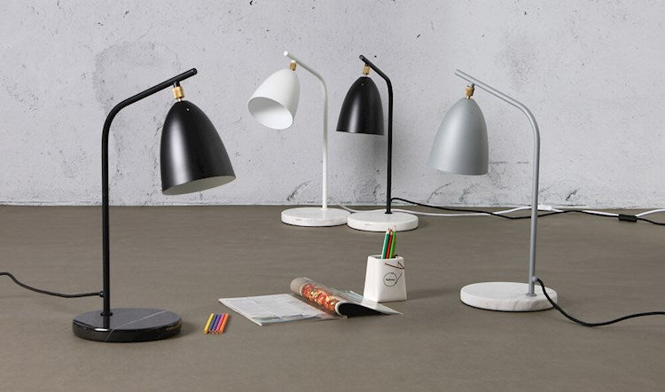 Loren Modern Table Lamp - Silver/White Marble