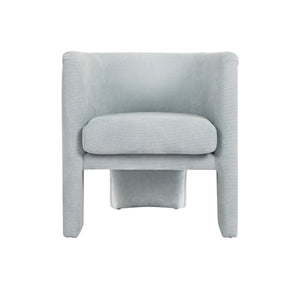 THREE LEG FULLY UPHOLSTERED BARREL CHAIR IN PERFORMANCE LIGHT BLUE CHENILLE