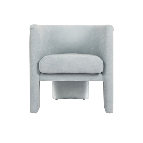 THREE LEG FULLY UPHOLSTERED BARREL CHAIR IN PERFORMANCE LIGHT BLUE CHENILLE