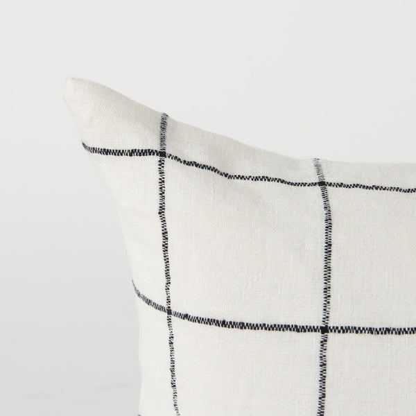 Suzanne 14 x 26 White/Black Square Pattern Decorative Pillow Cover