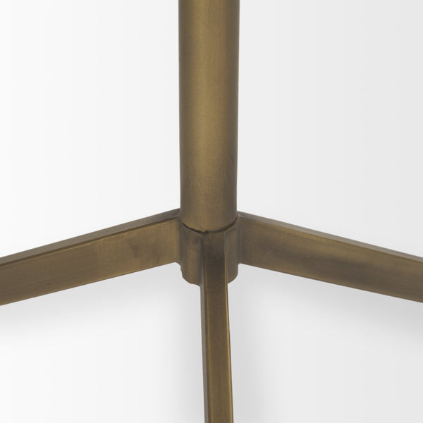 Serre Marble Top 3 Prong Gold Metal Base End Table