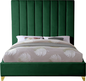 Glenda Full Bed In Green Velvet