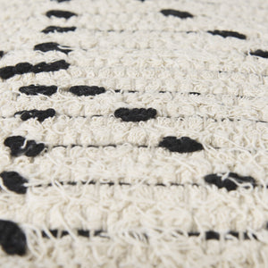 Aarohi 16.0L x 16.0W x 16.0H Cream/Black Cotton Patterned Pouf