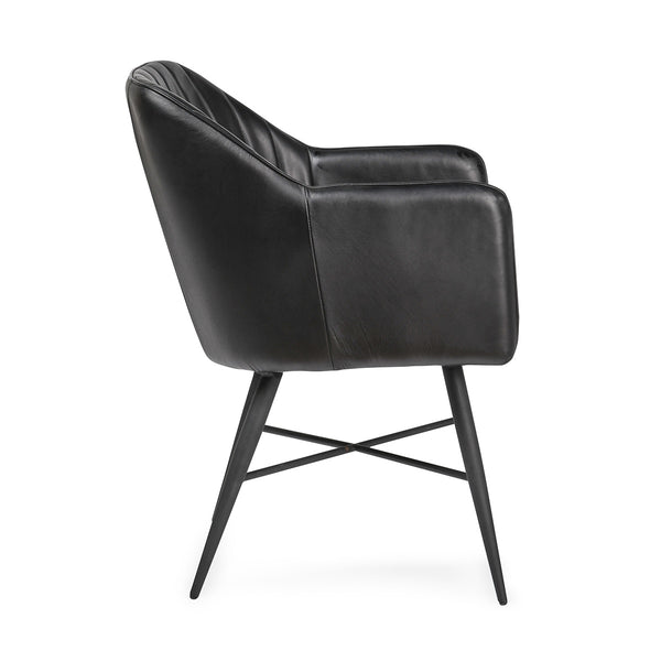 Leon Leather Dining Chair - Midnight Raven