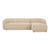 Faye Right Sectional Beige Boucle with Curved Back