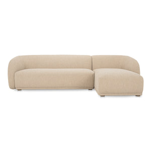 Faye Right Sectional Beige Boucle with Curved Back