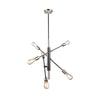 Truro 6 Light Pendant in Black & Brushed Nickel