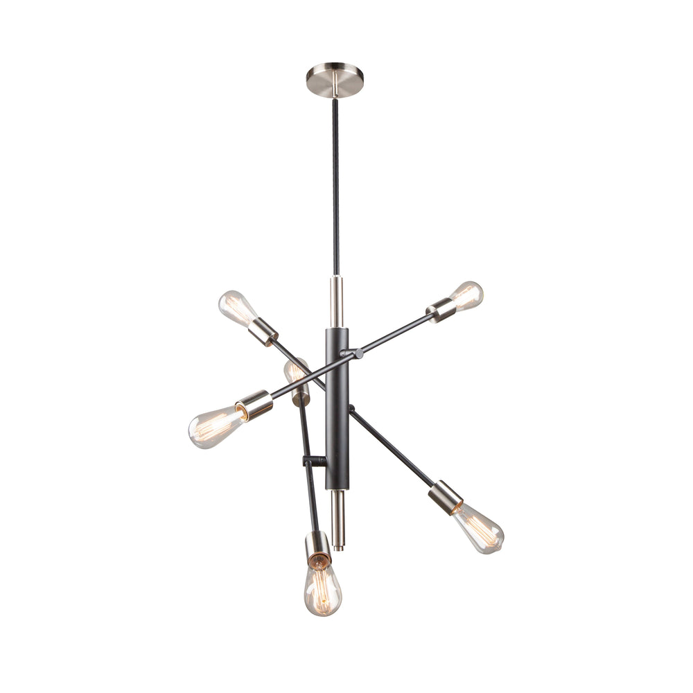 Truro 6 Light Pendant in Black & Brushed Nickel