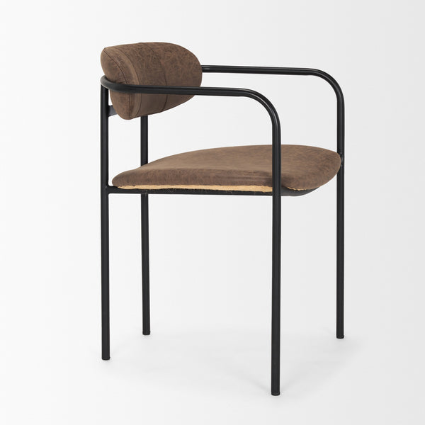 Parker Muted Brown Faux Leather w/ Black Metal Dining Chair