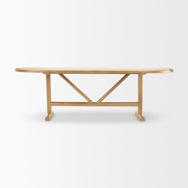 Viktor 94"L Light Brown Solid Wood Dining Table