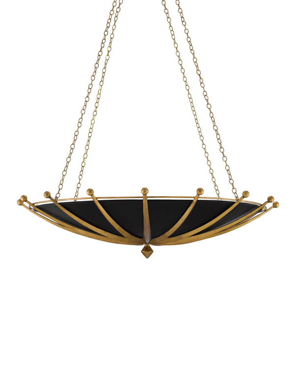 Fontaine Chandelier In Gold Leaf & Satin Black