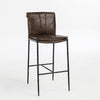 Mayer Leather Bar Stool with Hammered Iron Legs