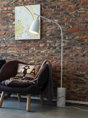 Loren Floor Lamp - Silver/White Marble
