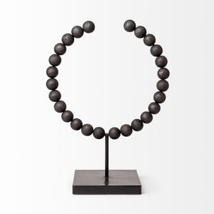 Tulane II (Large) 12L x 6W Black Beaded Broken Sphere Decorative Object