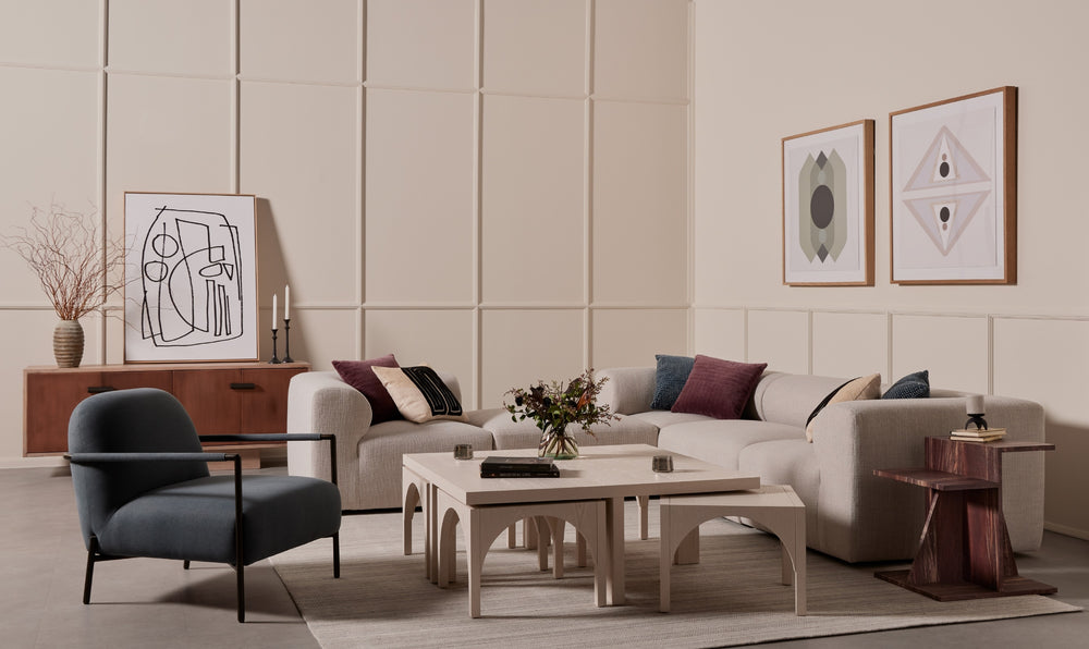 Amara Coffee Tbl W/Nesting Arch Stls In Wht