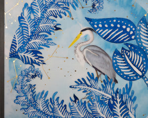 BLUE HERON - 48" X 48" - CHARCOAL FRAME