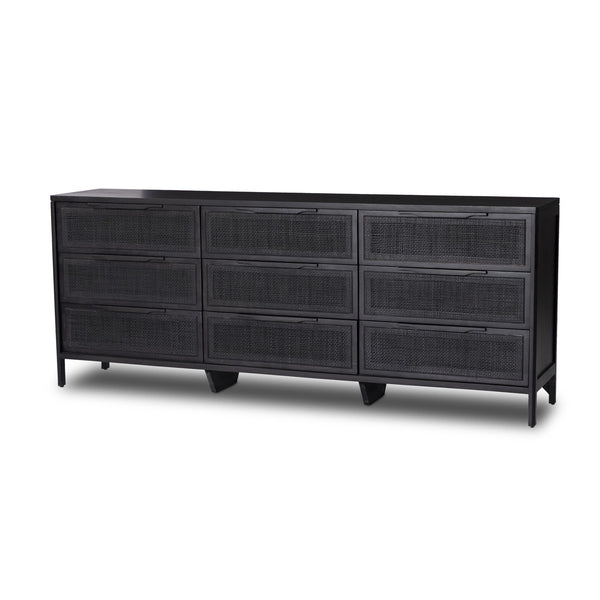 Sydney 9 Drawer Dresser - Black Cane
